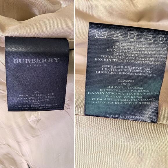 Burberry Nova Check Plaid Wool Double Breasted Long Coat Beige Navy Red 14 - Picture 9 of 11